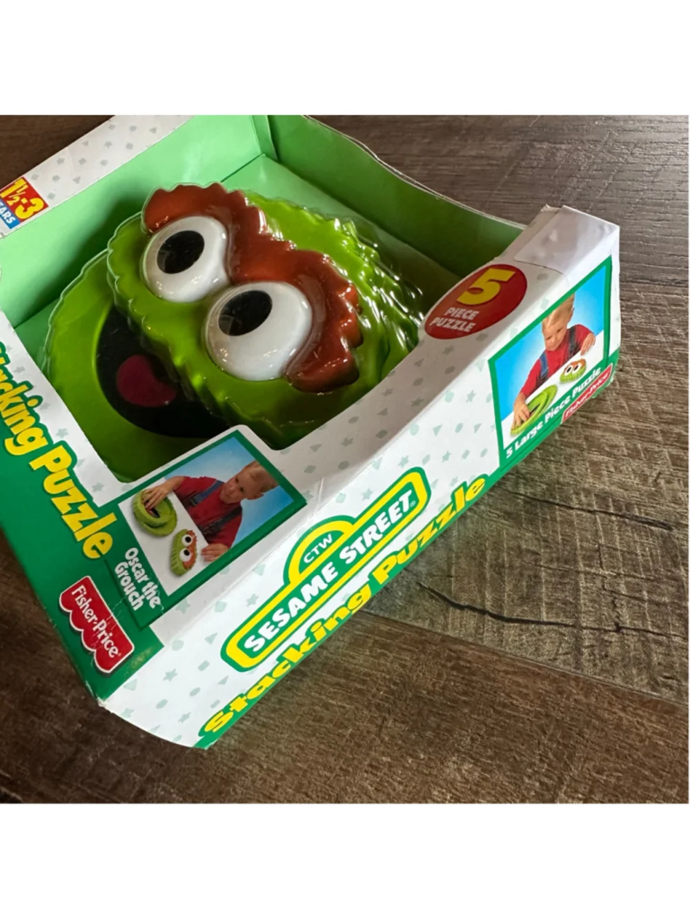 Vintage Fisher-Price Oscar the Grouch Stacking Puzzle New